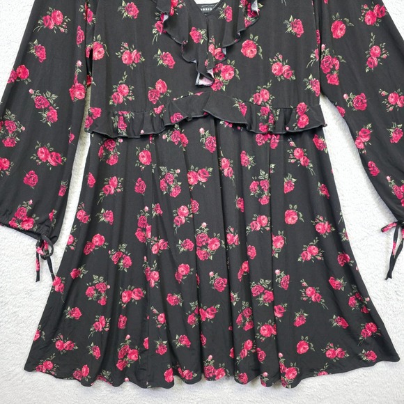 Torrid Dress Womens Plus Size 2X Floral Skater Whimsigoth Vamp Dark Romantic NEW - Picture 6 of 16